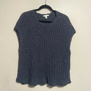 Eileen Fisher Sz SP Gray Organic Cotton Blend Sweater Chunky Knit Cap Sleeve EUC